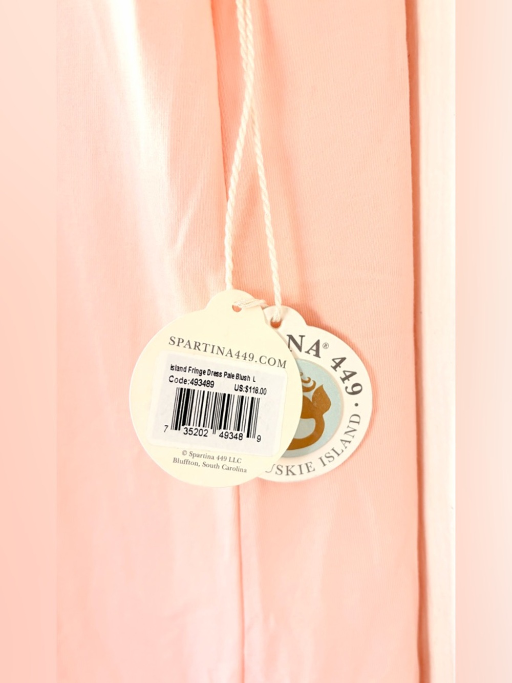 Spartina 449 Dress Island Fringe Dress Women’s Short Sleeve Pale Blush Large - Picture 4 of 15